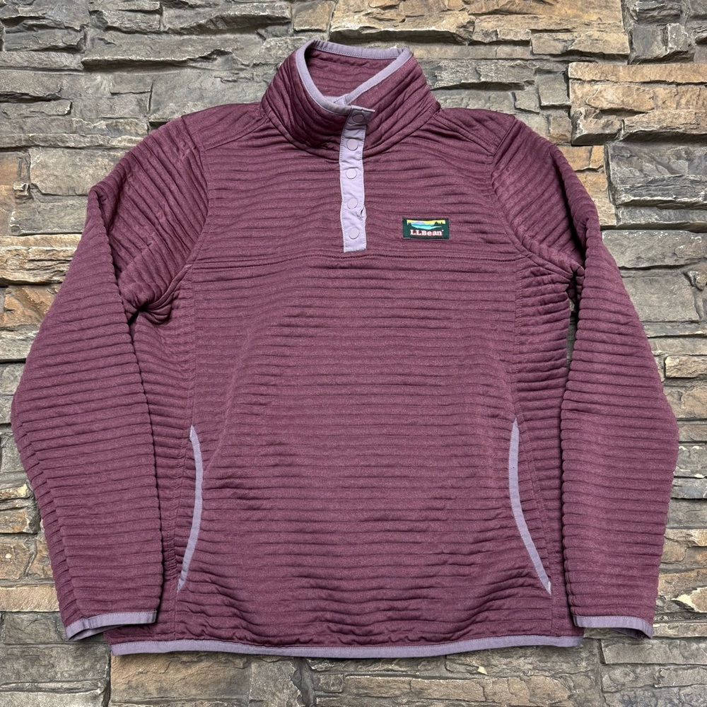 LL Bean Airlight Knit Snap Pullover Jacket Women Petite Small Mauve Pink Sweater